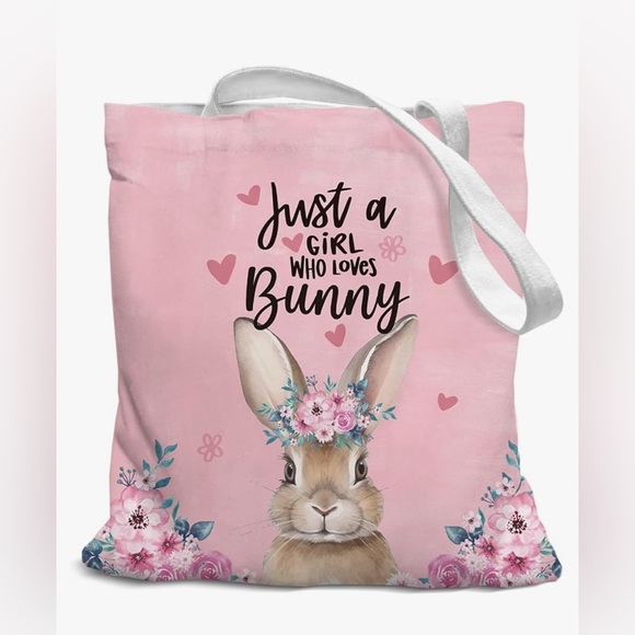 Handbags - NEW Pink Girl Canvas Tote Bag